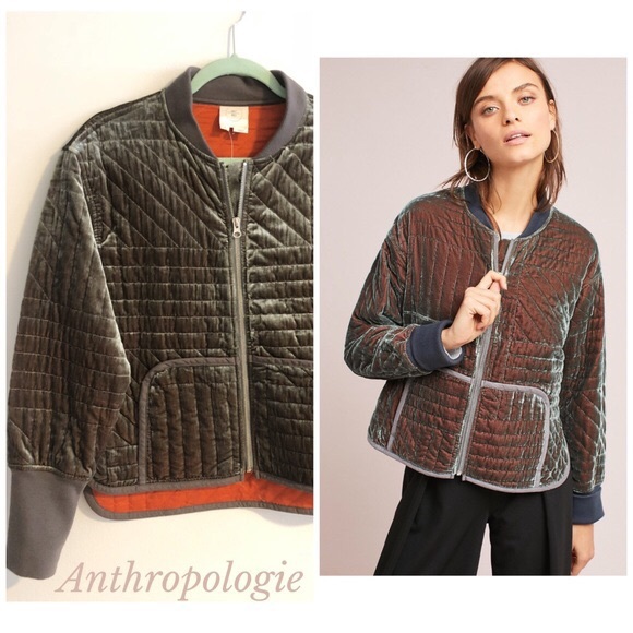 Anthropologie Jackets & Blazers - Anthropologie Hei Hei quilted velvet bomber jacket